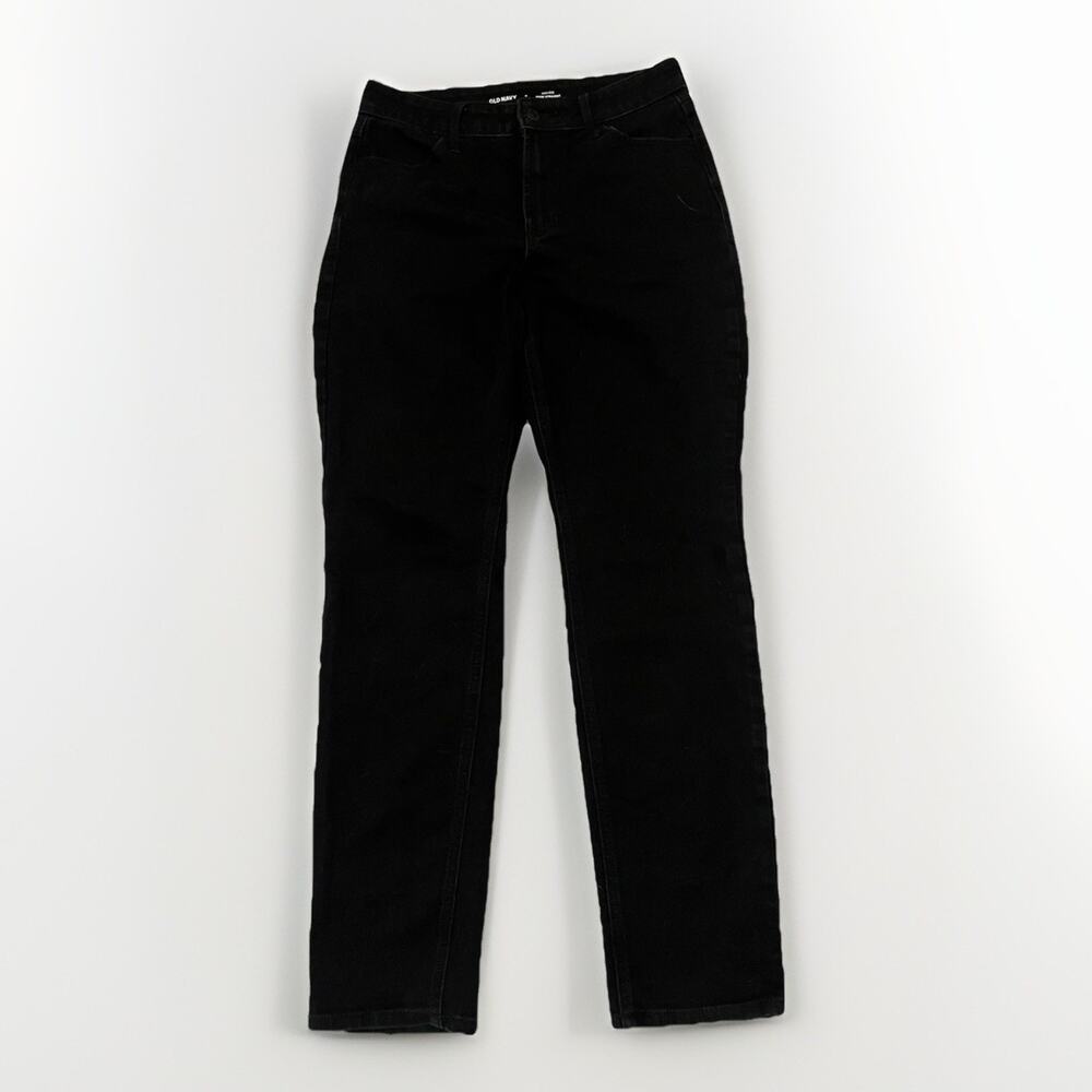 Old Navy High Rise Wow Straight Leg Jeans Black Size 6 Zipper 28 Inch Inseam